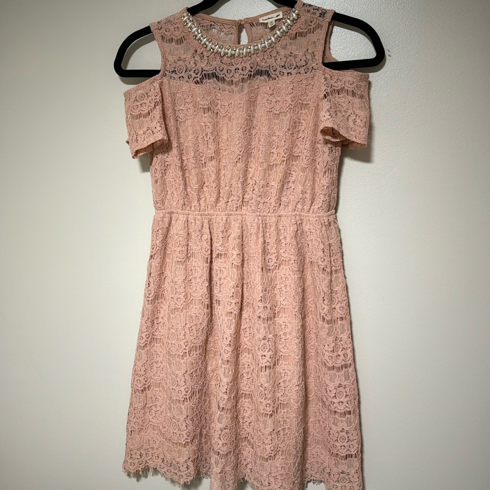 Monteau Girl Big Girl Cold Shoulder Lacey Dress